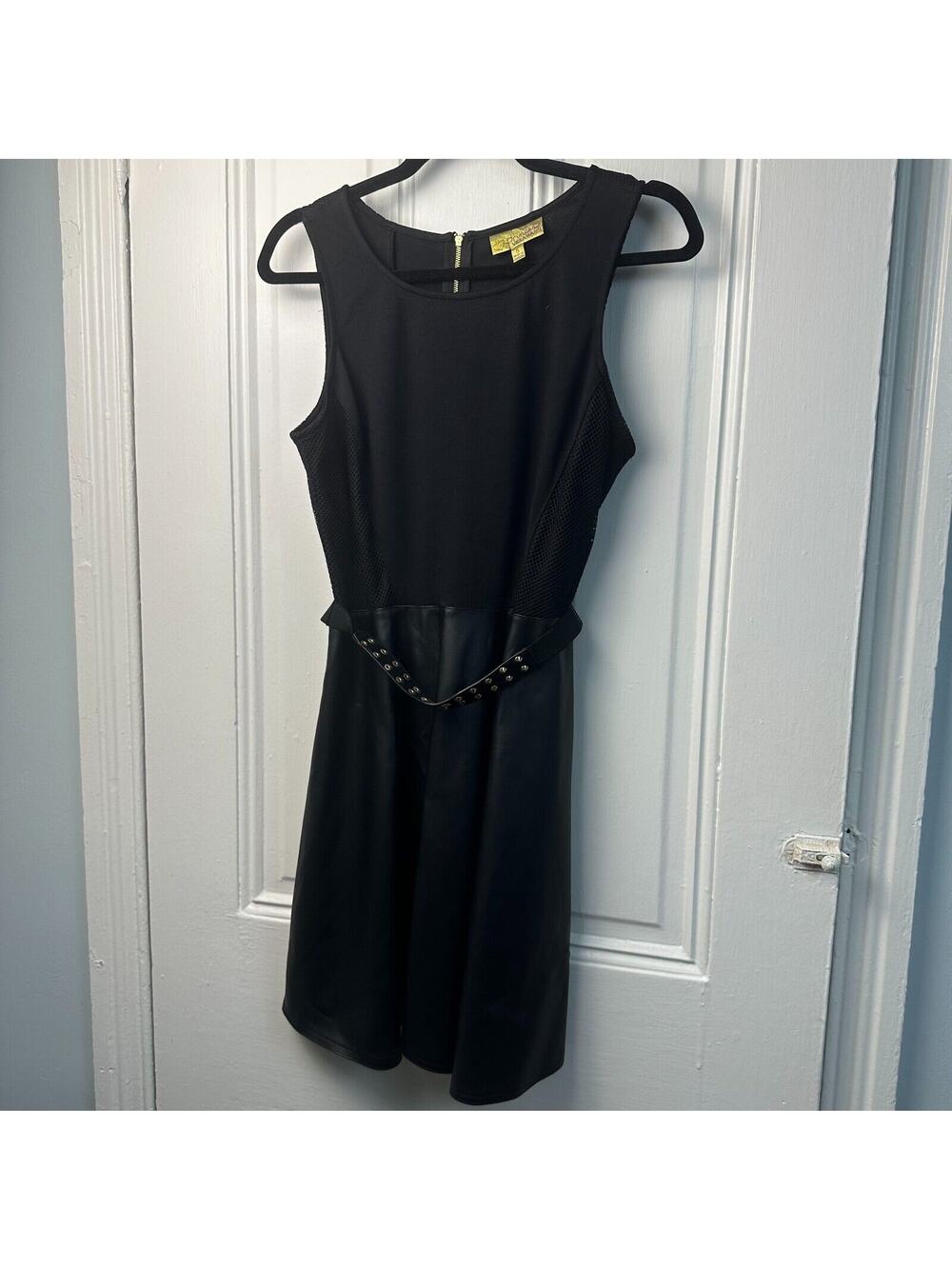 Princess Vera Wang Tank Dress Juniors Black Belted Metal Grunge Mesh Sleeveless